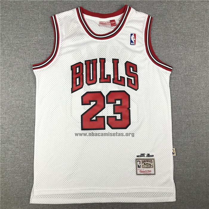 Camiseta Chicago Bulls Michael Jordan NO 23 Hardwood Classics Throwback 1997-98 Blanco